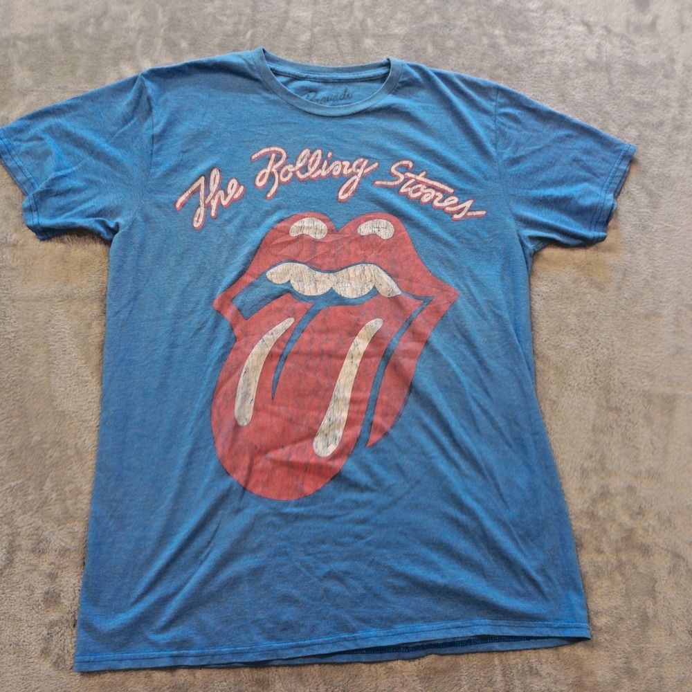 Rolling Stones Tongue Logo Official T-Shirt Men's Size Medium Blue Bravado